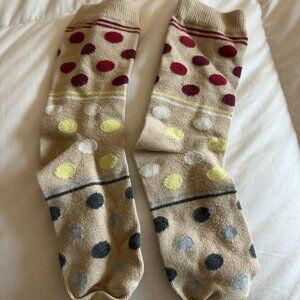 J. Crew Tan Brown Polka Dot Crew Socks